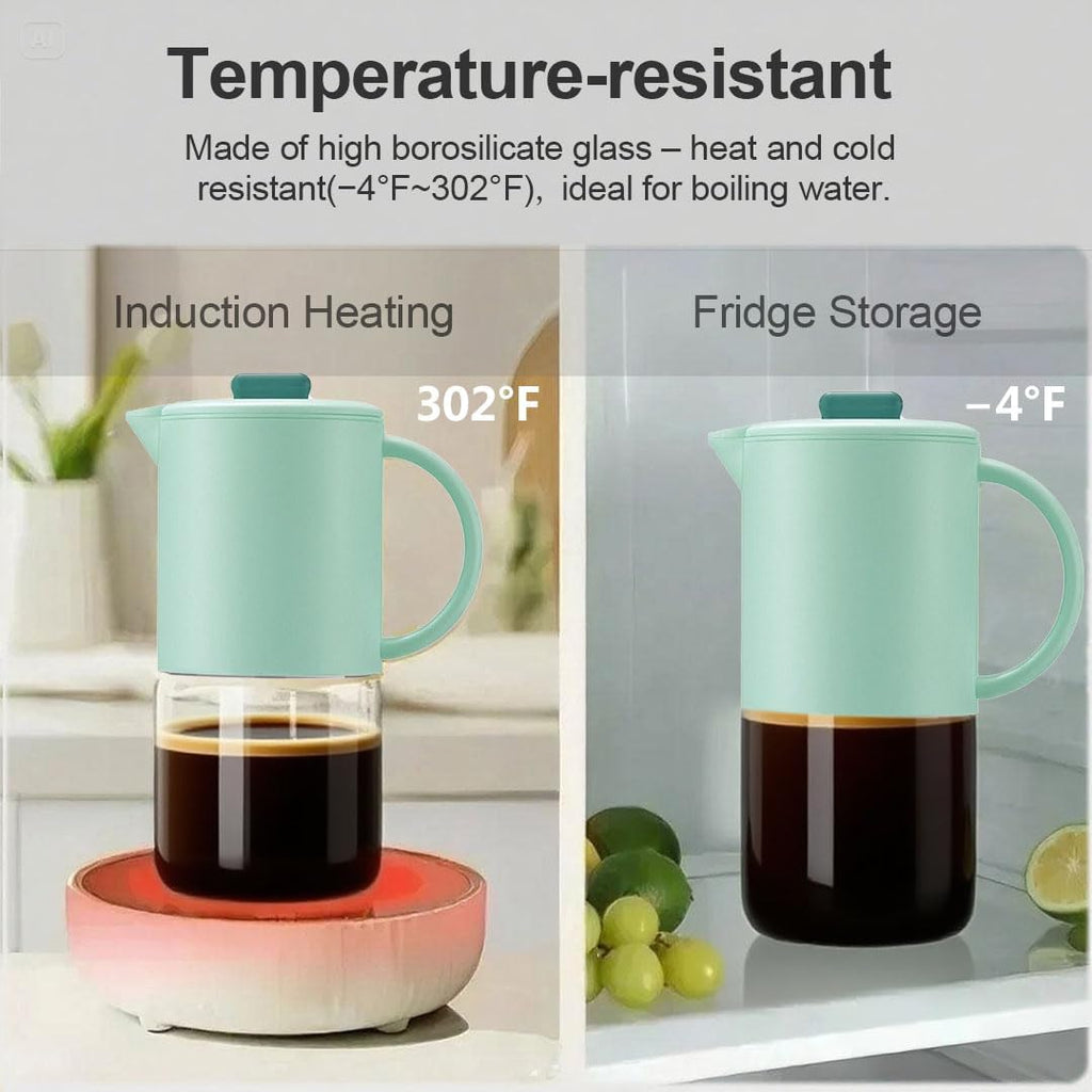 Delove Cold Brew Coffee Maker with Auto Spout – Shatterproof Plastic Shell, Wide Mouth Design – 62 oz (1.9 Quart) Iced Tea Glass Carafe with Removable Removable Mesh Filter (1, Light blue)