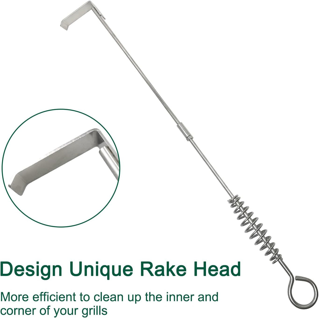26.5" BBQ Ash Tool Poker Rake, Charcoal and Grill Cleaning Ash Tools for Big Green Egg, Kamado Joe and Other Charcoal Grills Corner Cleaner Accessories