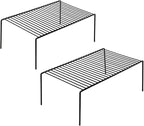 Redrubbit 2 Pack Large (15.7 x 9. 4 Inch) Cabinet Storage Shelf Rack, Rustproof Kitchen Counter and Cabinet Shelf, Storage Rack Organizer for Kitchen, Fridge, Cabinet, Bathroom, Black