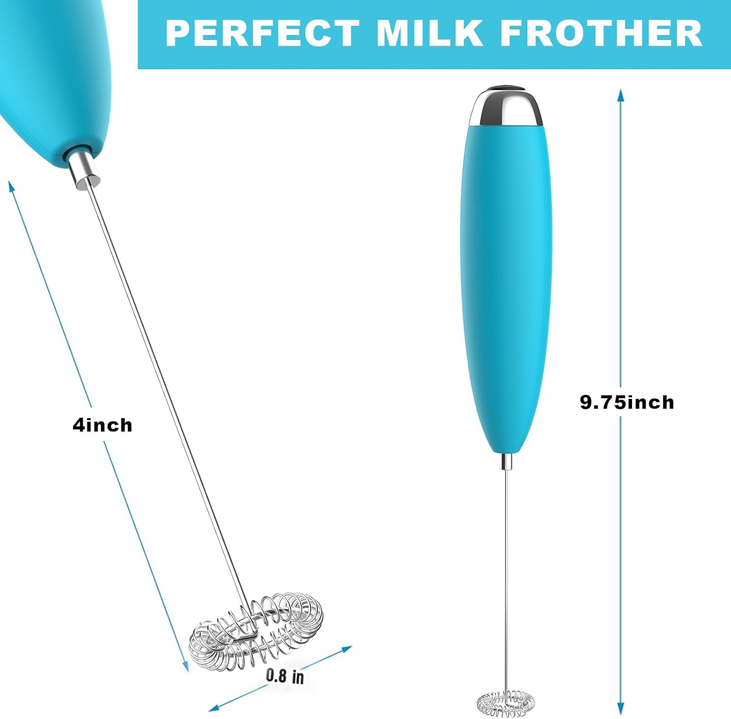 Milk Frother, Coffee Frother, Whisk, Upgraded Motor Electric Whisk Durable Low Noise Mini Drink Mixer Portable Foam Maker For Cold Milk Bulletproof Coffee Latte, Blue