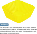 uxcell 36Pcs Silicone Cupcake Baking Cups, Silicone Muffins Liners Non-Stick Square Baking Cups, for Cooking Eggs Baking Muffins and Make a Cake(Yellow)