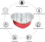Mini Heart Shaped Cake Pans 3.5oz Aluminum Foil Heart Cake Pan with Lids, 25 pcs Disposable Small Heart Baking Pan Red for Valentine Weddings Birthday