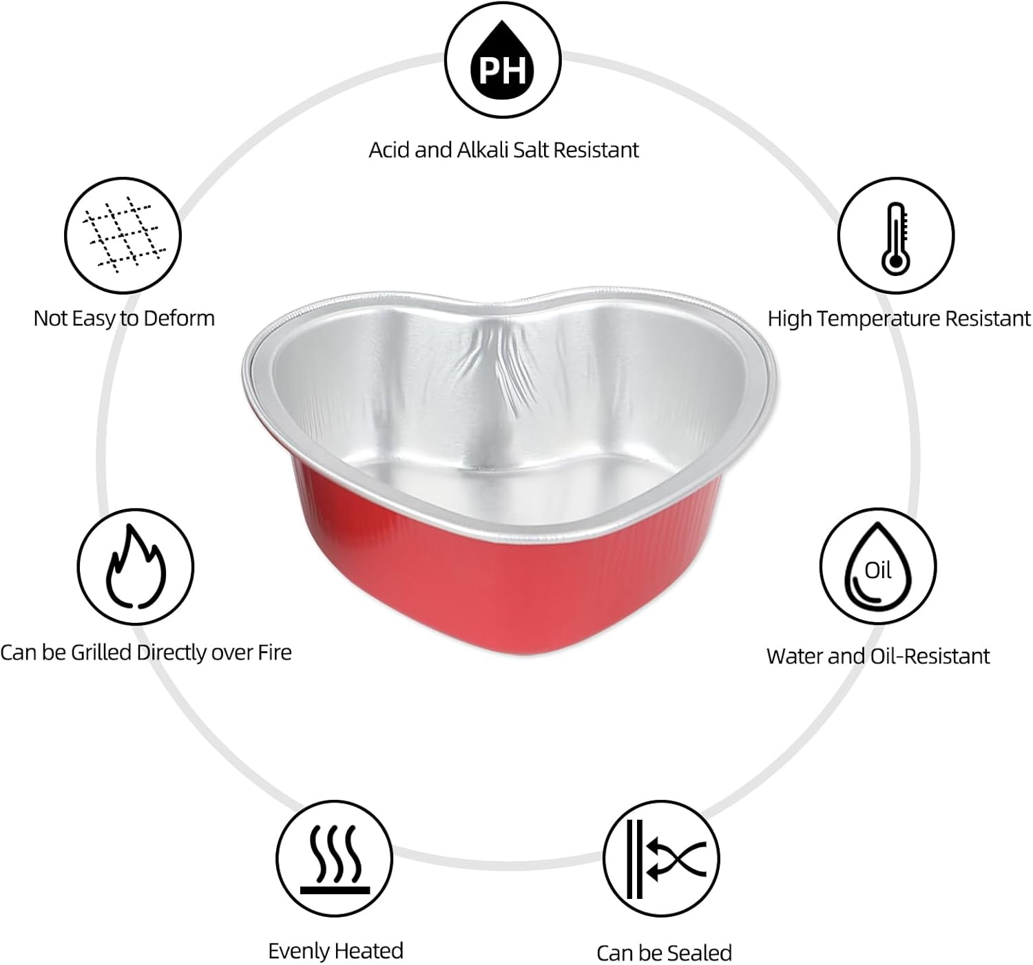 Mini Heart Shaped Cake Pans 3.5oz Aluminum Foil Heart Cake Pan with Lids, 25 pcs Disposable Small Heart Baking Pan Red for Valentine Weddings Birthday