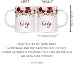 Andaz Press 11oz. Mother's Day Ceramic Coffee Tea Mug Gift, Fall Autumn Marsala Burgundy Flowers Roses Florals, Gigi, 1-Pack, Includes Gift Box, Birthday Christmas Gift Ideas
