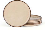 Herogo Ceramic 7.9 Inch Dinner Dessert Plates Set of 6, Small Stoneware Dinnerware Plate Set, Double Reactive Glaze Large Dinnerware Plates for Kitchen, Microwave, Oven & Dishwasher Safe, Cream Khaki