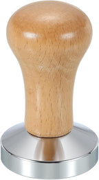 uxcell 53mm Coffee Tamper, Stainless Steel Espresso Press Tamper, Espresso Tamper with Wooden Handle Suitable for Coffee Shop, Restaurant Bar, Bakery (Light Brown)