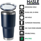 HASLE OUTFITTERS 30oz Stainless Steel Tumbler, Double Wall Vacuum Insulated Travel Mug Tumbler, Durable Insulated Coffee Mug, Gift Box Set (Navy, 1)