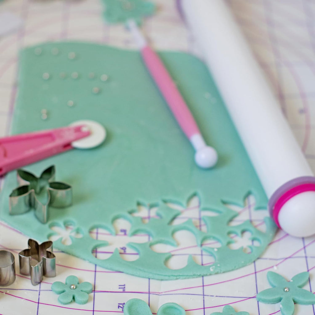 HARFINGTON 2pcs Fondant Rolling Pin 13 Inch x 0.98 Inch Adjustable Guide Rings Non-Stick PP Plastic Fondant Roller Dough Roller Kitchen Decorating Tools for Cookie Pastry Pizza Clay