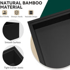 Bamboo Drawer Organizer, Extra Large Silverware Organizer for Kitchen Drawer, Stackable Utensil Organizer, 2 Pcs Toilet Tank Topper Tray, Wooden Toilet Paper Basket (Black, 17 X 6 X 2 Inch)