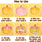 Mini Pumpkin Cookie Cutters, DIY 3d Halloween Raised Design Cookie Stamps, Cookie Cutter Set suitable for Frosting Decoration, Mini Gingerbread Pie Molds, Day of The Dead Decorations (Pumpkin)