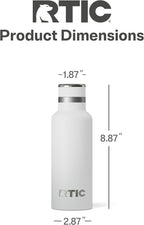 RTIC 16oz Journey Bottle Metal Stainless Steel Vacuum Insulated, BPA Free, Reusable, for Water, Hot and Cold Drinks, Travel, Sports, Camping, White