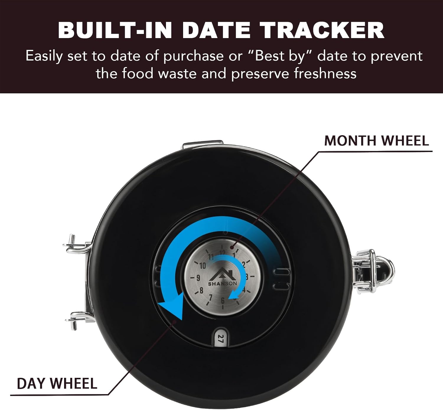 ShanSon Coffee Canister Airtight Coffee Container Stainless Steel Coffee Bean Storage Container with Scoop and See Through Window Coffee Canister for Beans Grounds Sugar Flour Tea Cereal,16OZ, Black