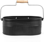 Alpha Living Home Galvanized Organizer Kitchen Drawer Organizezs Utensil Organizer Heavy Duty Metal Alloy Silverware Holder Cutlery Organizers in Drawer Flatware Organizer Tray 4 slots (Black)