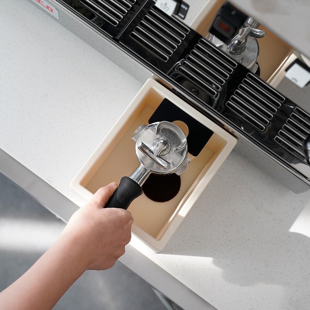 watchget Espresso Knock Box, Coffee Ground Knock Box, Dual Function Storage and Tamping Tool with Non-Slip Base, Made of Durable ABS Plastic, Perfect for Baristas and Coffee Enthusiasts, White
