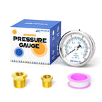 MEANLIN MEASURE 0~15Psi Dry Low Pressure Gauge Stainless Steel 1/8" NPT 2" FACE DIAL Waterproof for Water Oil Air Well Pump Tank Tire Pressure Test Back Mount, with 1/4" NPT and 3/8" NPT Hex Bushing