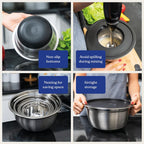 WHYSKO Stainless Steel Mixing Bowls with Lids Set - 5 Rustproof Metal Nesting Mixing Bowls for Kitchen, Meal Prep, Baking, Cooking, Storage - Includes 3 Grater Attachments, Dishwasher Safe