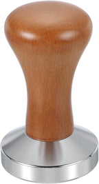 uxcell 53mm Coffee Tamper, Stainless Steel Espresso Press Tamper, Espresso Tamper with Wooden Handle Suitable for Coffee Shop, Restaurant Bar, Bakery (Dark Brown)