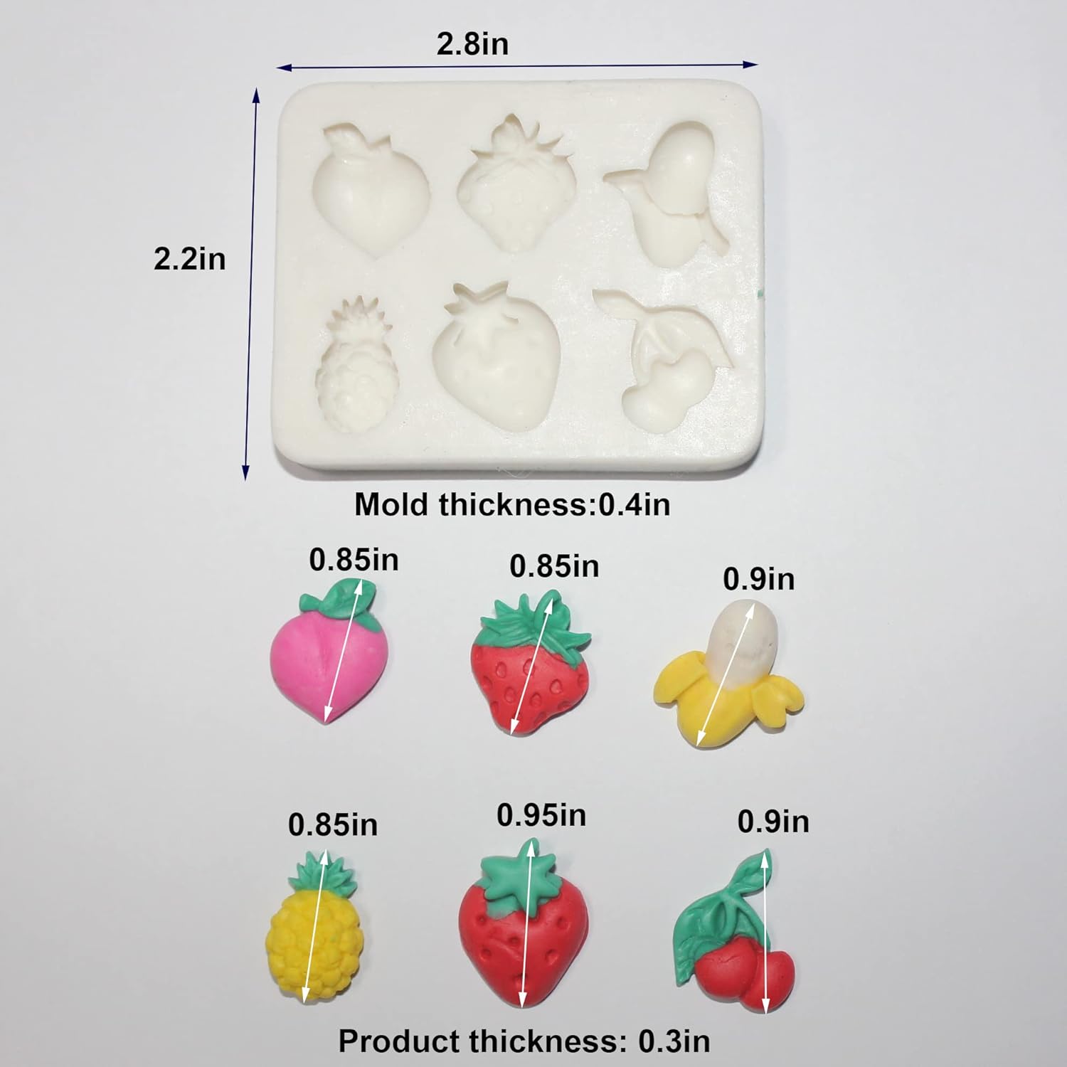 Lovely Small Items Silicone Fondant Molds Set For Cake Topper, Gumpaste, Candy & Chocolate, Polymer Clay and More (Vegetables & Fruits)