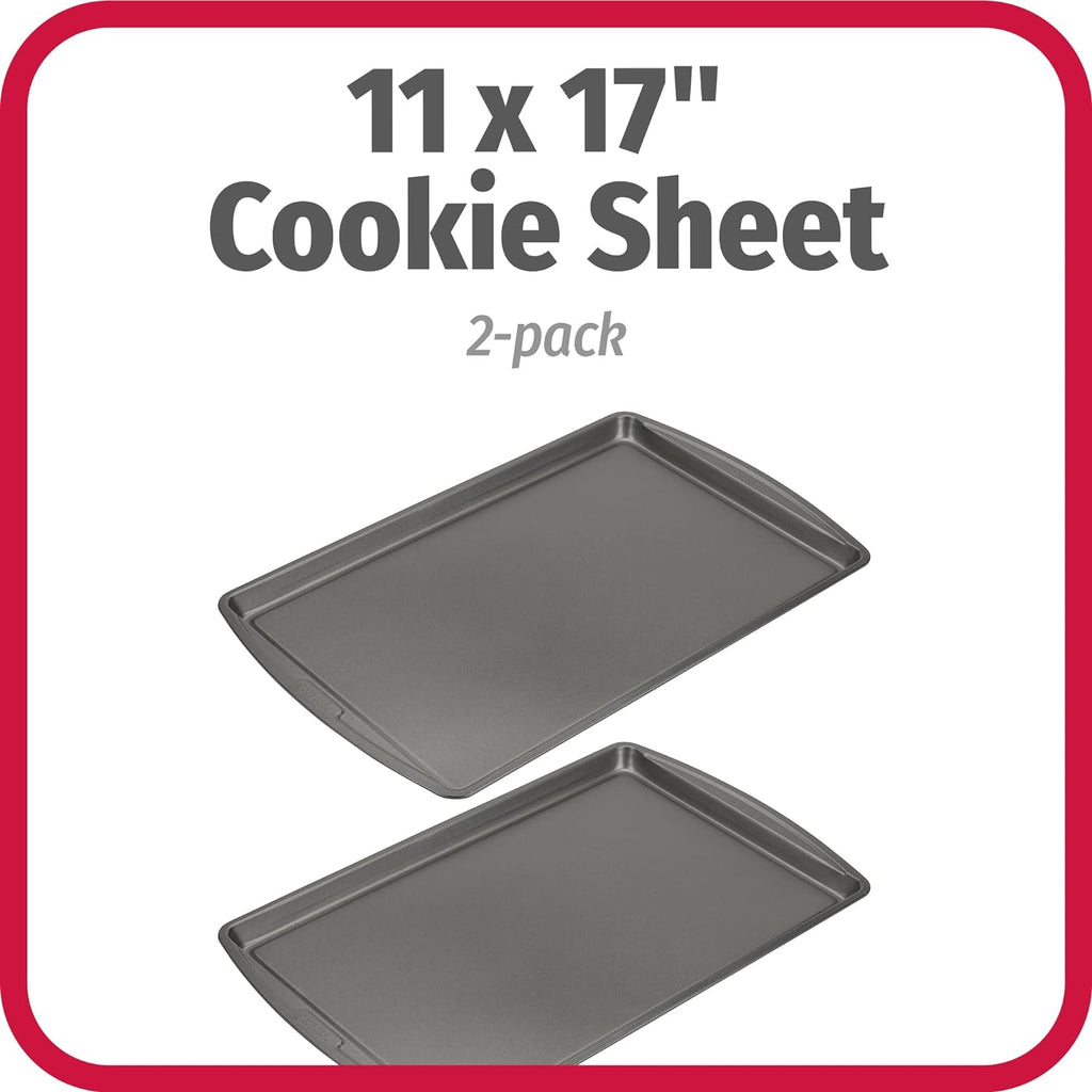 GoodCook AirPerfect Non-Stick 17” X 11" Cookie Sheet Set , Homemade, Frozen & Leftover Slices, Set of 2