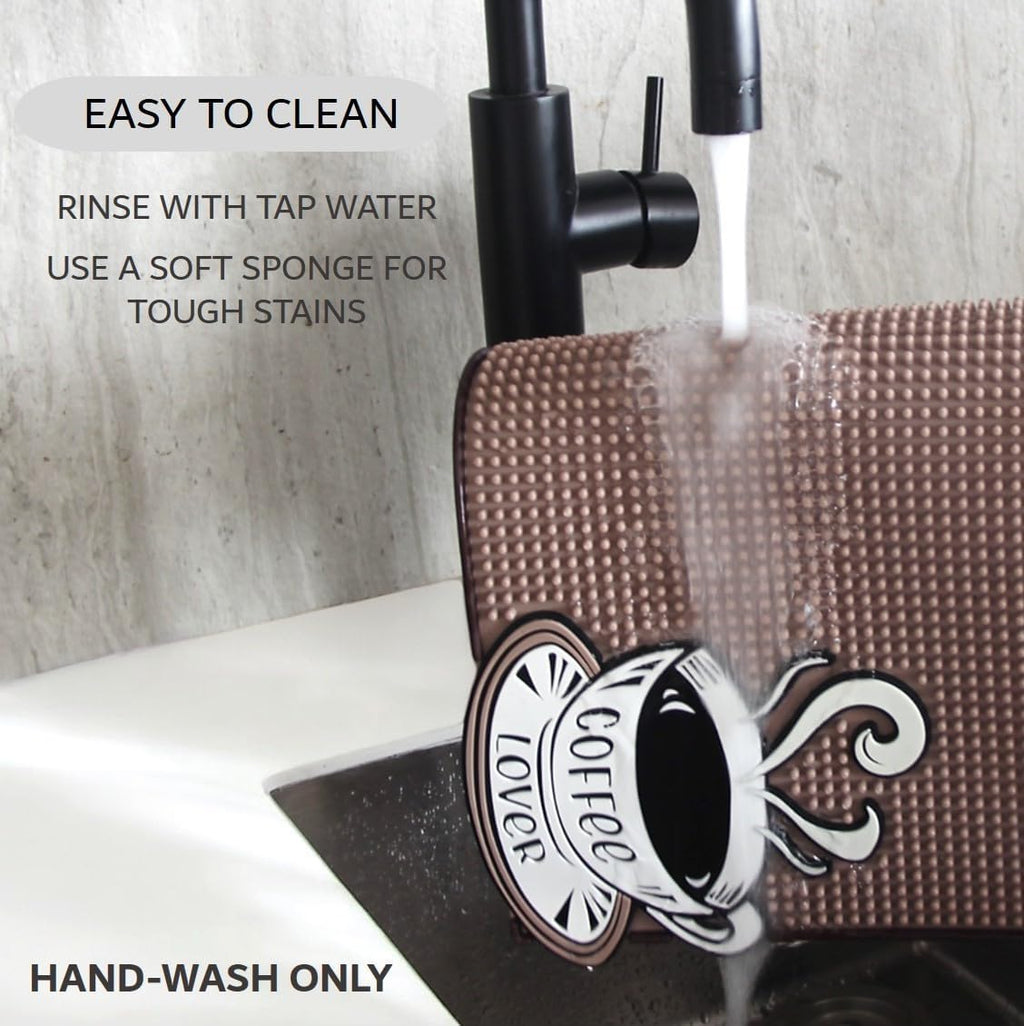 Mat for Coffee Bar 16"x12" – 0.30in Thick Non-Slip Rubber Countertop Protector, Spill-Proof Durable Kitchen Counter Mat. Glass Drying, Barista Coffee Bar Accessories.