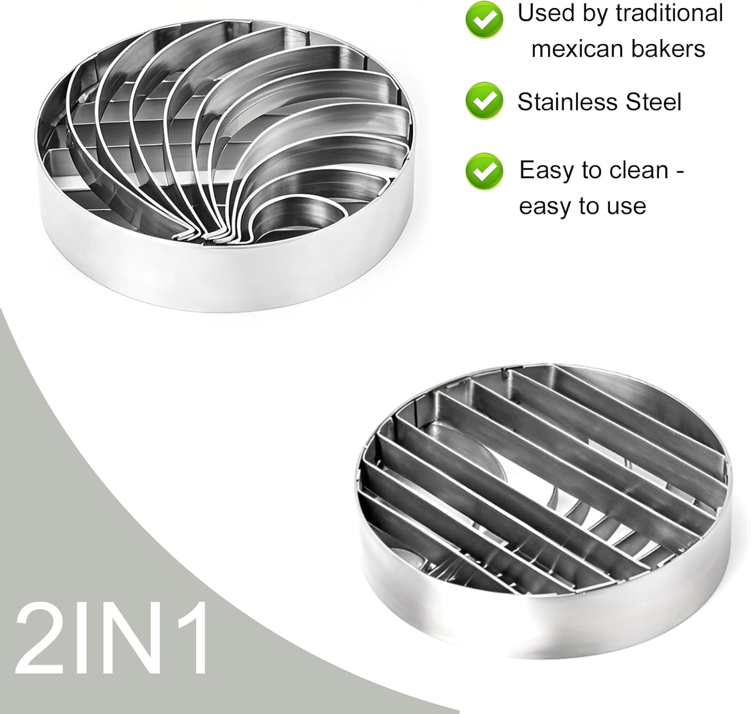 Concha Cutter Mexican Bread Mold - 4.1 Inch Stainless Steel, Two-Sided Concha Stamp for Pan Dulce, Premium Metal Bread Shape Cutter, Cortadora De Pan Mexicano