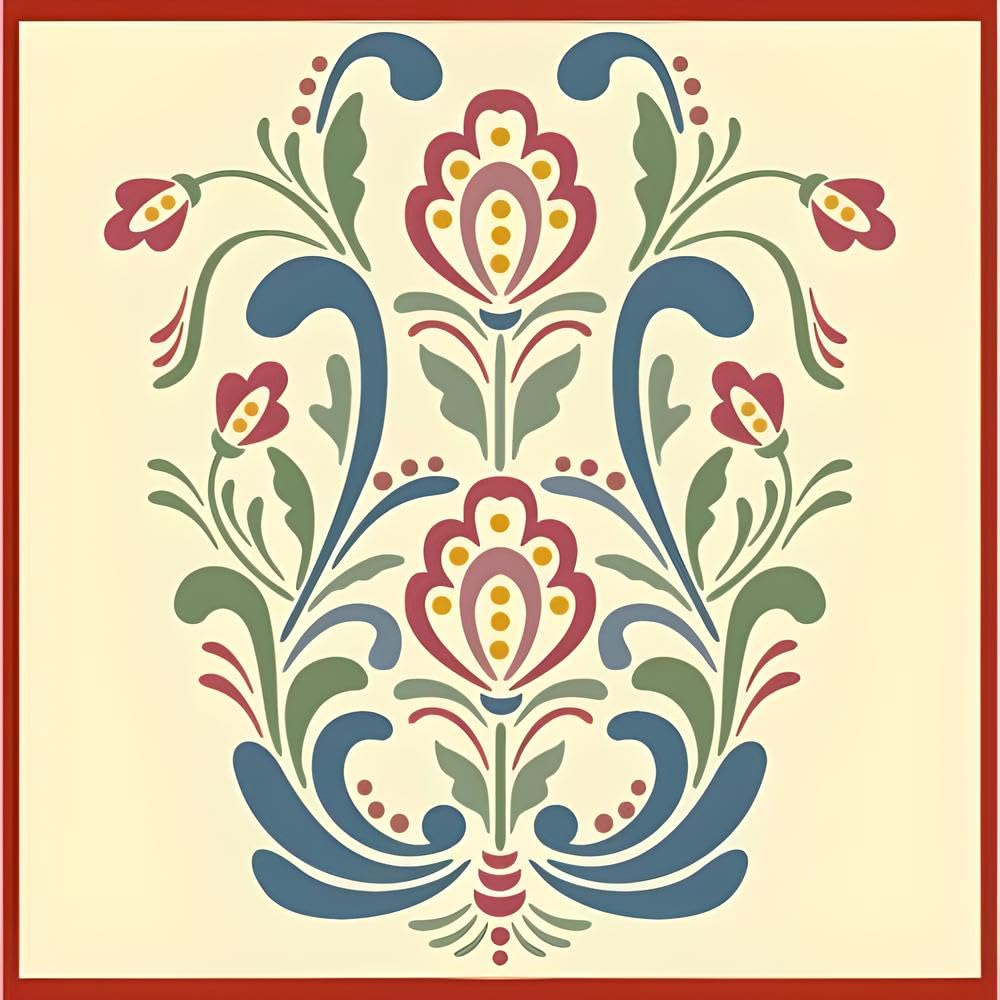 Rosemaling Pattern 18 Stencil Template 8.2" x 9.7" for Painting, Furniture & Folk Art – Reusable Mylar Stencil for DIY Crafts, Walls & Decor Projects – The Artful Stencil