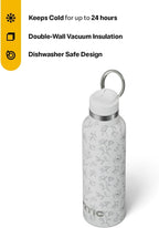 RTIC 20oz Journey Bottle Metal Stainless Steel Vacuum Insulated, BPA Free, Reusable, for Water, Hot and Cold Drinks, Travel, Sports, Camping, White Magnolias