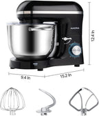 Aucma Stand Mixer,6.5-QT 660W 6-Speed Tilt-Head Food Mixer, Kitchen Electric Mixer with Dough Hook, Wire Whip & Beater (6.5QT, Black)