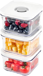 VAKUEN Premium Airtight Food Storage Containers, Mini Square 3pc/set(0.32qt), Smart One-Click Seal Lid, No Hinges, 100% Leak Proof, BPA-FREE, Dishwasher, Freezer & Microwave Safe