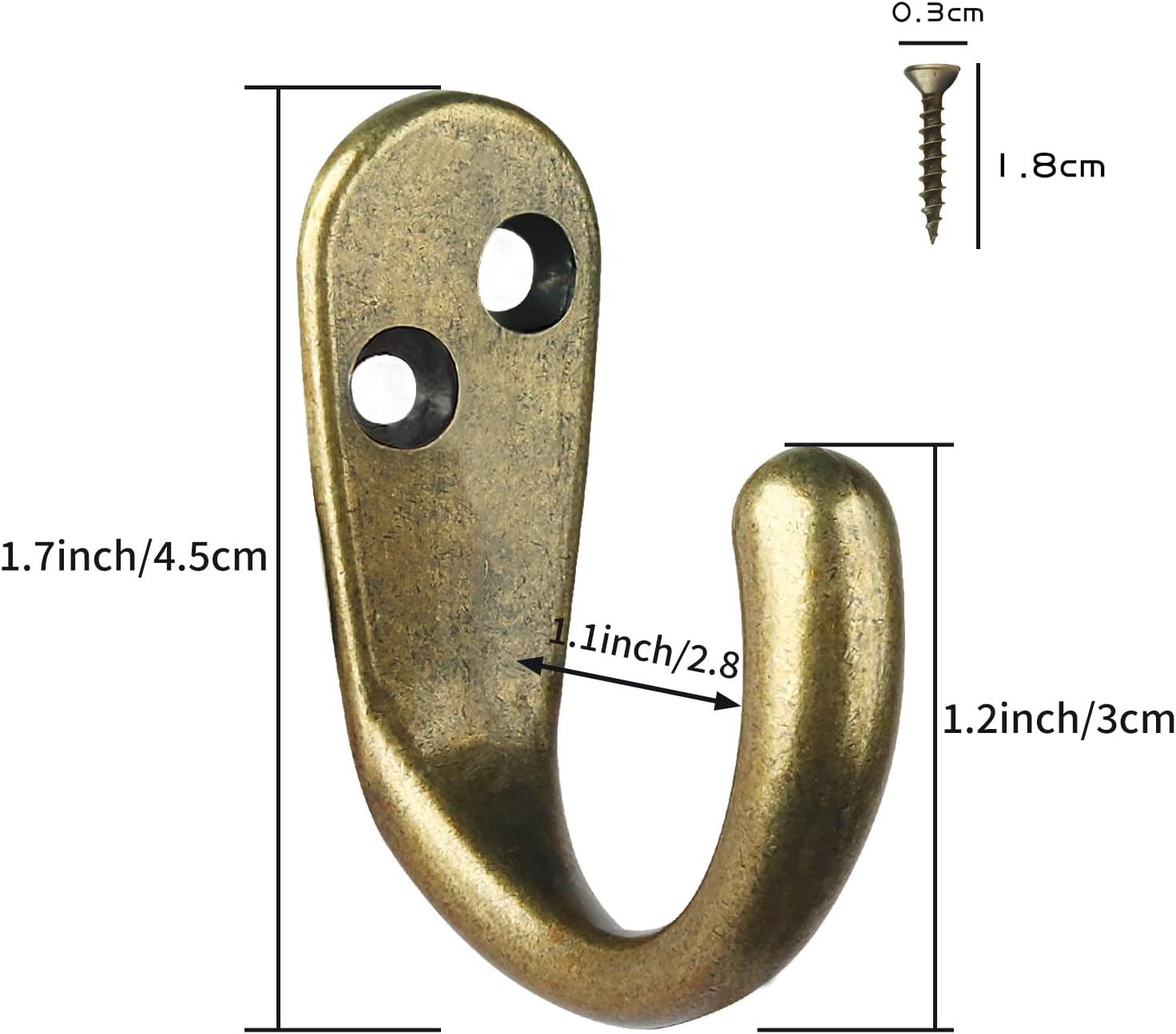 IBosins 15PCS Coat Hooks Wall Mounted Single Prong Robe Hook for Hanging Towel Hooks with 30 Screws for Bags, Hat, Cap, Scarf, Cup