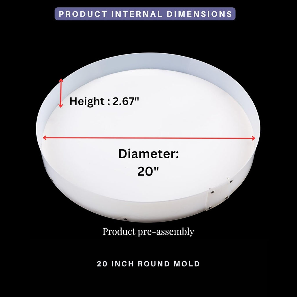 Resin Mold Large Round Deep -Kalinta 24inch Reusable Epoxy Round Molds for Resin Clock, Serving Tray Board, End Table，Floral Preservation Bouquet