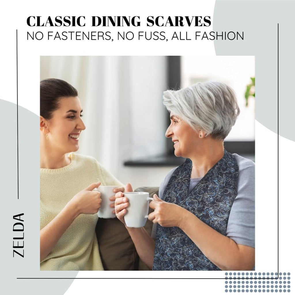 Adult Bib Scarf - Dignified Alternative to Bibs | Washable and Reusable Clothing Protectors for Eating