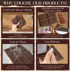 Set of Chocolate Bar Mold, Chocolate Molds Silicone, Food Grade Dubai Chocolate Bar Mold, Candy Molds for Praline Candy (B)