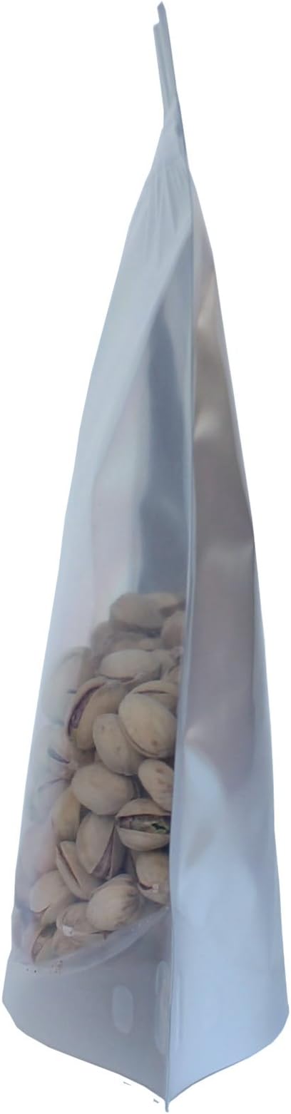 AwePackage 100 Pack of 7"x10" Airtight Zipper Stand Up Pouch Bag - Clear Front Aluminum Foil Back Heat Sealable Zip Lock