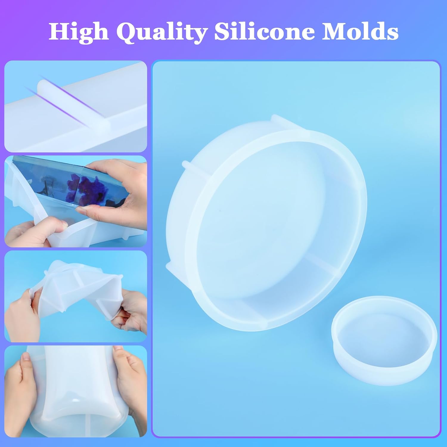 KISREL Large Round Resin Molds, Epoxy Resin Deep Round Casting Mold,Large Silicone Molds for Flower Preservation, Deep Pour Mold for Furniture Decoration, DIY Wedding Bouquets, Valentine's Day Gifts