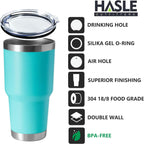 HASLE OUTFITTERS 30oz Stainless Steel Tumbler, Double Wall Vacuum Insulated Travel Mug Tumbler, Durable Insulated Coffee Mug, Gift Box Set (Light Green, 4)