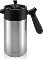 French Press Coffee Maker-32oz Insulated Coffee Press with Wood Grain Handle- Large Capacity, Tea, Espresso & Cold Brew, Stainless Steel