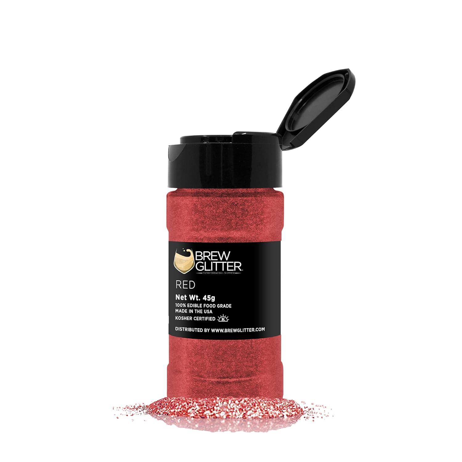 Bakell's Red Brew Glitter (45 Grams, 1x Shaker Jar) | Vibrant Edible Glitter for a Dramatic Touch to Your Beverages!