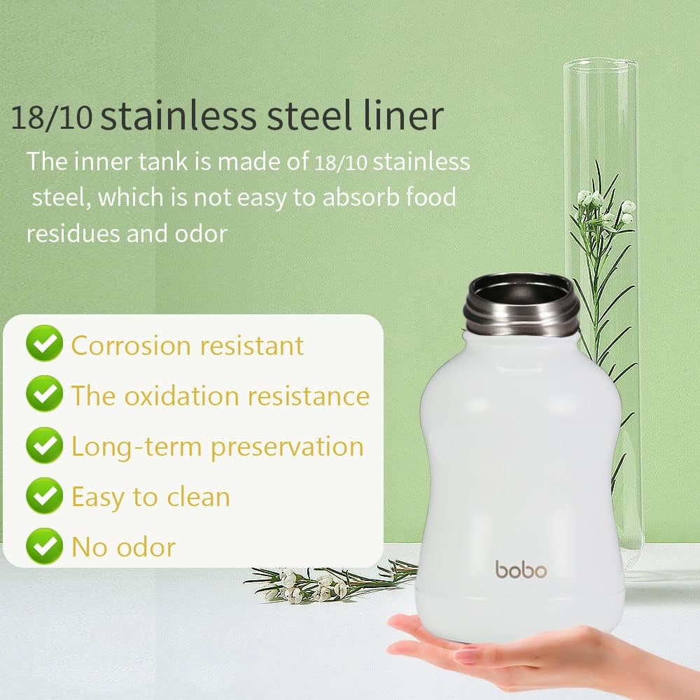 YOHKOH Mini Vacuum Insulated Water Bottle With Bamboo Lid - Stainless Steel Thermos Water Bottle for Women Girls Kids, Metal Sports Hot and Cold Water Bottle Leak-Proof BPA-Free (6.4oz,White)