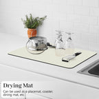 Bloss Coffee Mat, Super Absorbent Dish Drying Mat, Coffee Bar Mat, Kitchen Counter Mat, Hide Stain Rubber Backed Dish Drying Pad(12.2"x19.7", Off White)