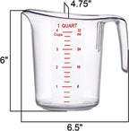 Amazing Abby - Melissa - 32-Ounce Plastic Measuring Pitcher (2-Pack), 4-Cup (1-Quart) Food-Grade Measuring Jug, Unbreakable, Stackable, Dishwasher-Safe, Great for Oil, Vinegar, Flour, and More