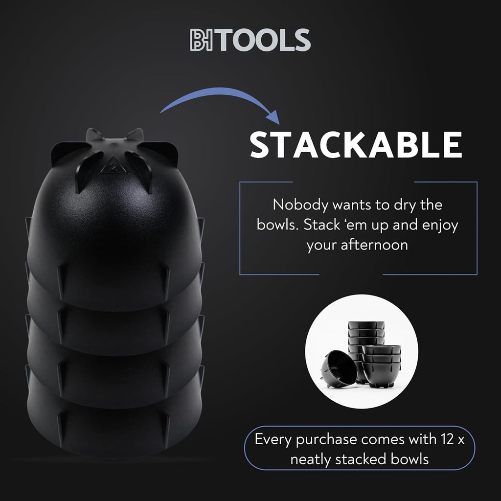 Black Coffee Cupping Bowls 200ml - Stackable Heat-Preserving Cups - Premium Material Ideal for Coffee Tasting, High-Density Polyethylene for Zero Taste Interference - Set of 12