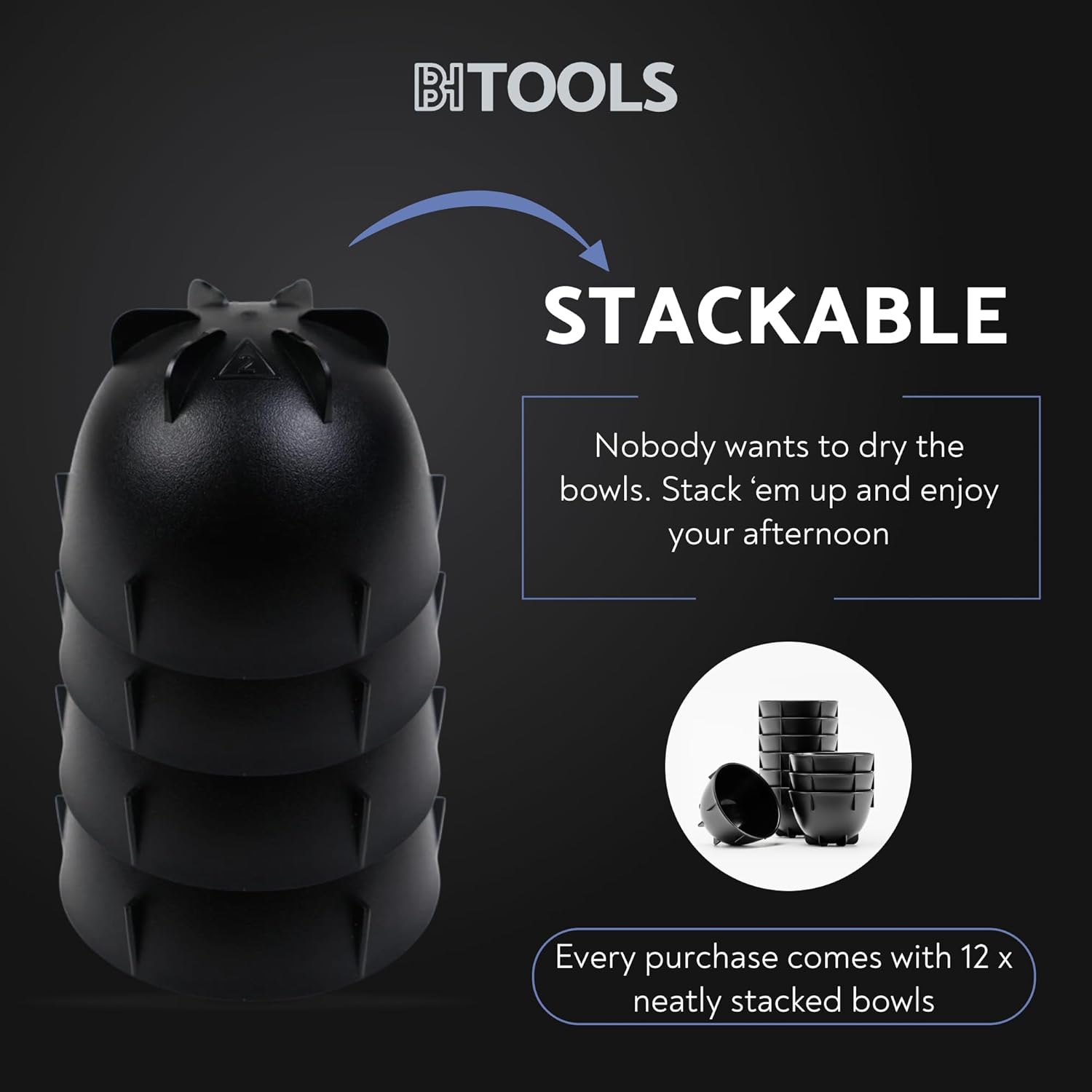 Black Coffee Cupping Bowls 200ml - Stackable Heat-Preserving Cups - Premium Material Ideal for Coffee Tasting, High-Density Polyethylene for Zero Taste Interference - Set of 12