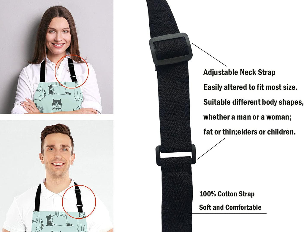 Funny Cat Adjustable Bib Apron, I Work Hard So My Cat Can Have A Better Life Cooking Kitchen Apron for Men Women