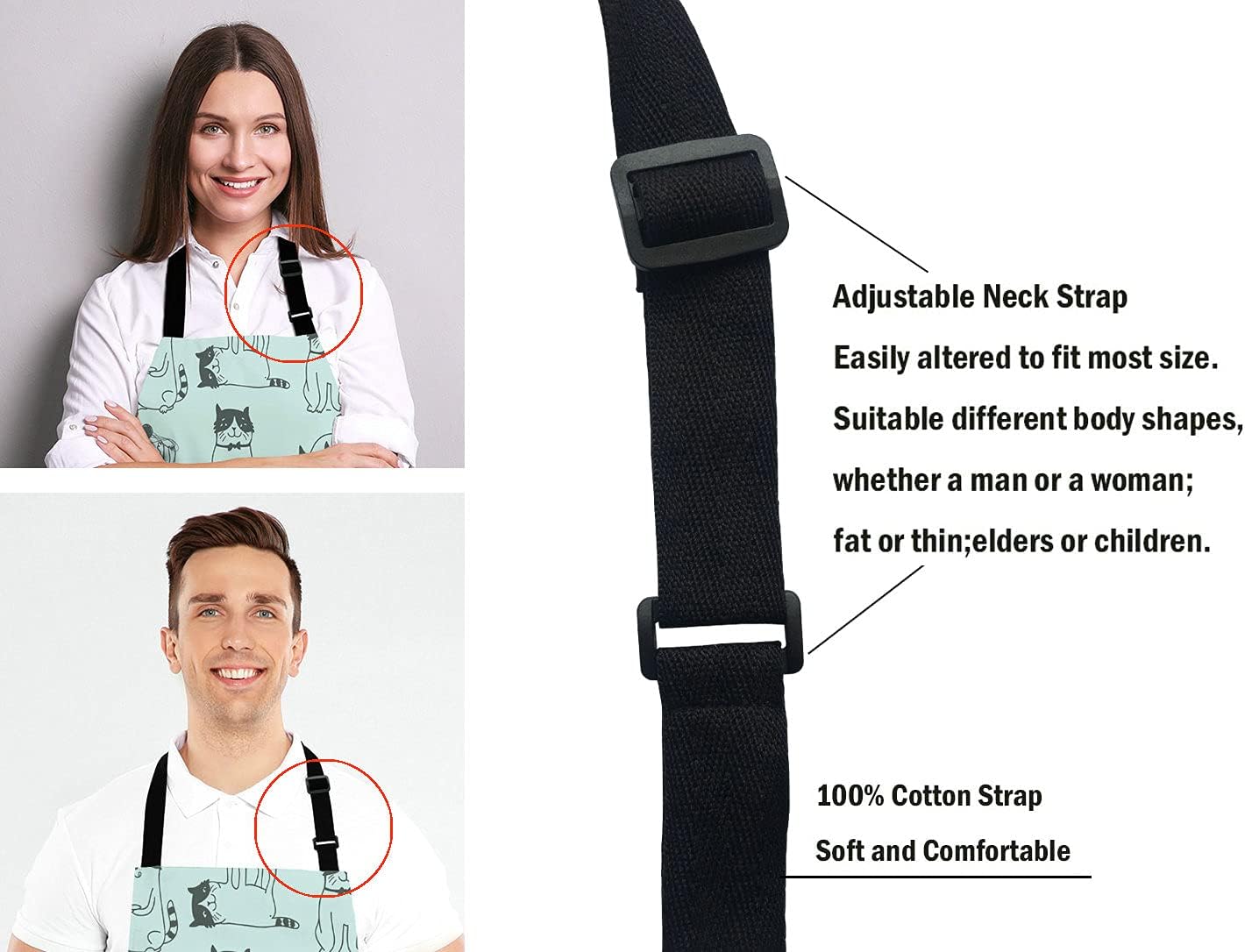 Funny Cat Adjustable Bib Apron, I Work Hard So My Cat Can Have A Better Life Cooking Kitchen Apron for Men Women