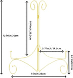 Iron Plate Stand for Display with Folding Design, Picture Stands for Tables, 12 Inch Large Easels for Displaying for Book, Art Piece, Photo and Platter, 12’’ Gold