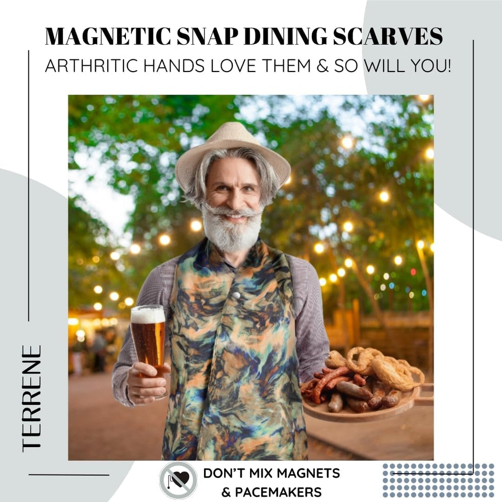 Adult Bib Scarf - Dignified Alternative to Bibs | Washable and Reusable Clothing Protectors for Eating