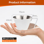 YARRAMATE Stainless Steel Espresso Shot Cup, Double Spout Metal Espresso Measuring Cup with V-Shaped Mouth, Espresso Accessories, 3.4OZ/100ML (White)