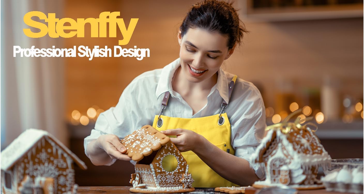 5 Pack Kitchen Apron, Work Apron, Canvas, Multiple Pockets, Gardening, Painting, BBQ, Artist, Carpenter, Sizes M to XXL, Yellow