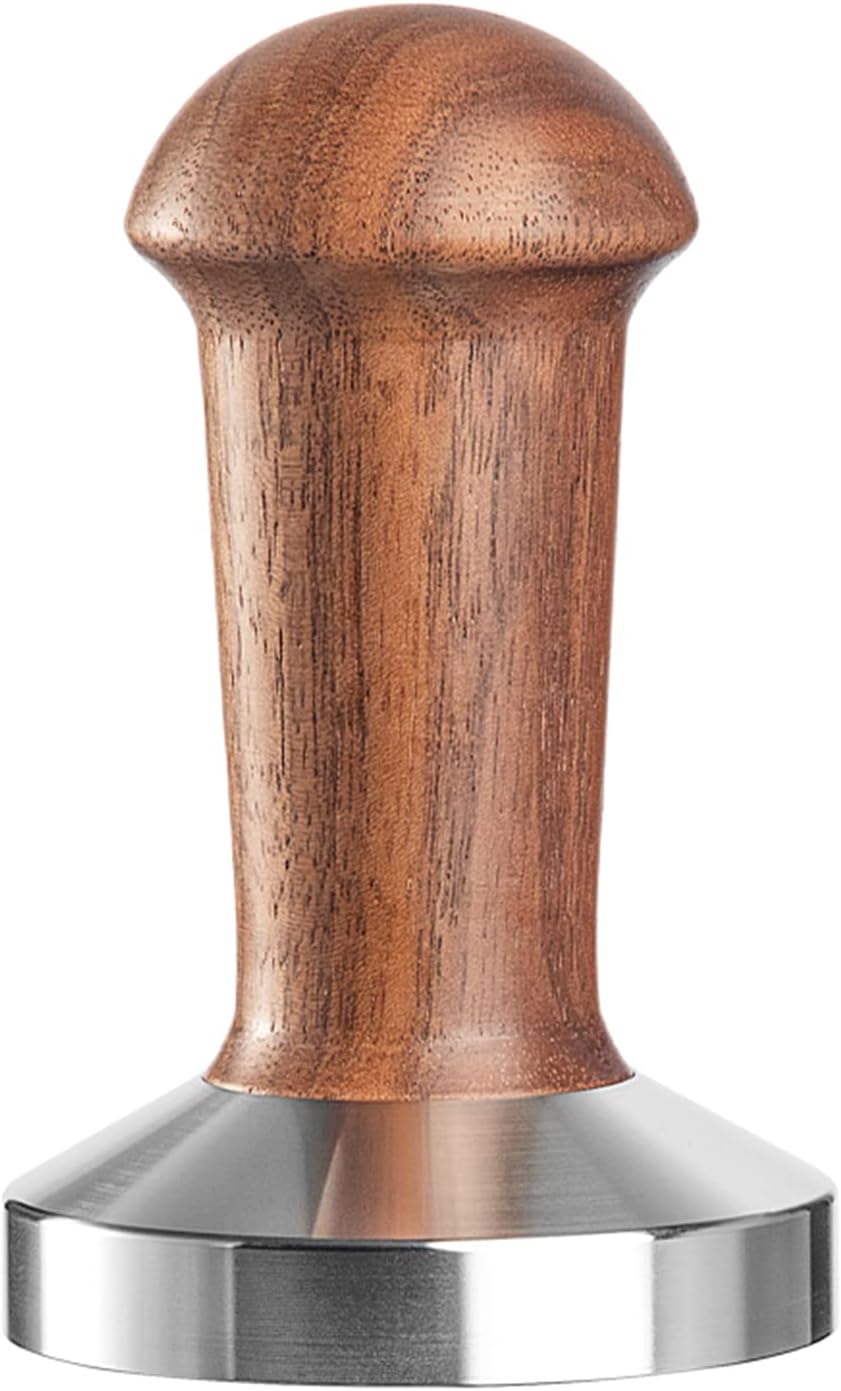 MOJAE 58.5mm Espresso Tamper, Coffee Tamper, Espresso Press Tool with 304 Stainless Steel Flat Base and Walnut Wooden Handle for Barista Espresso Machines, Fits for 58mm Portafilter